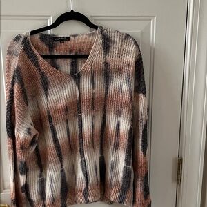 CHARLIE B V-Neck Sweater in Cream, Black, and pink